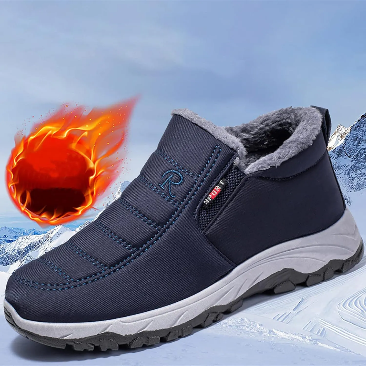 Snow Boots for Men Warm Lined Footwear Waterproof Outdoor Lightweight Winter Boots Non-slip Cold Weather Shoes Climbing Shoes Hiking Boots