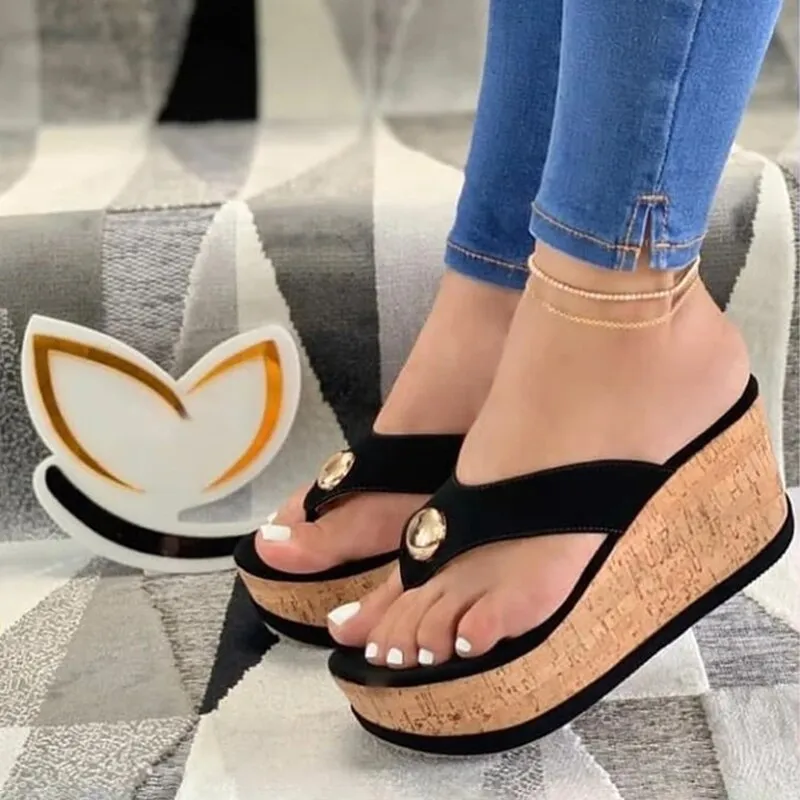 Sonicelife  Women Slippers Summer Casual Platform Shoes Flip Flops Wedges Solid Color Female Comfortable Slip-On Ladies Beach Footwear 2024