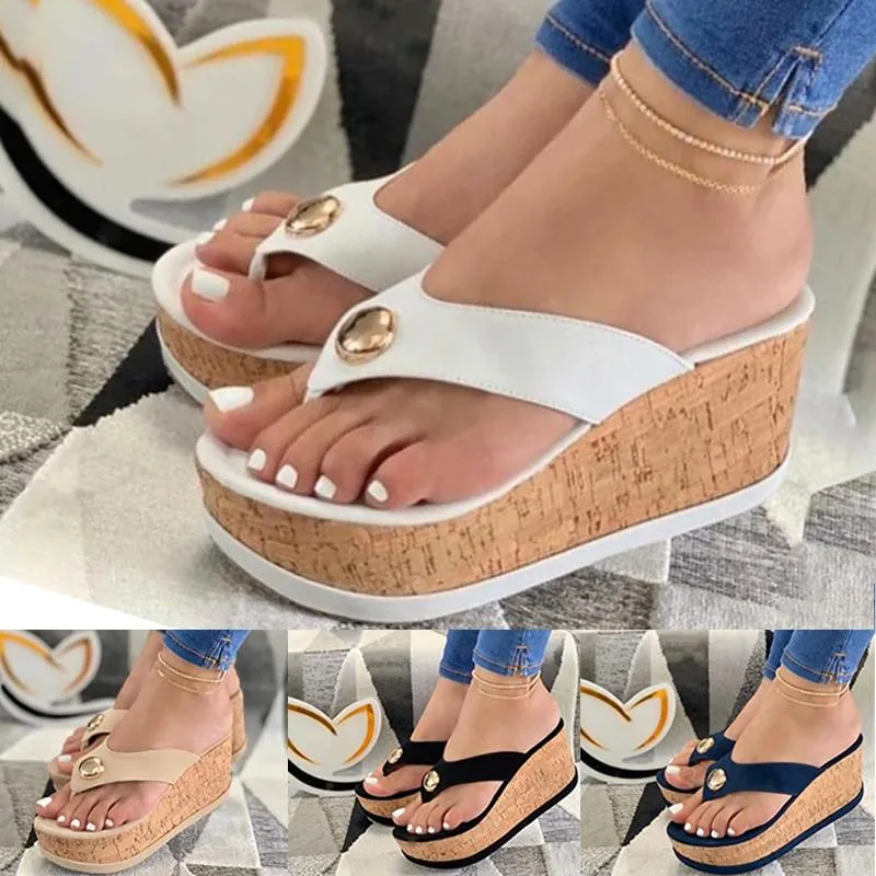 Sonicelife  Women Slippers Summer Casual Platform Shoes Flip Flops Wedges Solid Color Female Comfortable Slip-On Ladies Beach Footwear 2024