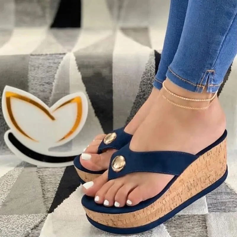 Sonicelife  Women Slippers Summer Casual Platform Shoes Flip Flops Wedges Solid Color Female Comfortable Slip-On Ladies Beach Footwear 2024