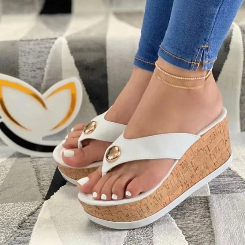 Sonicelife  Women Slippers Summer Casual Platform Shoes Flip Flops Wedges Solid Color Female Comfortable Slip-On Ladies Beach Footwear 2024