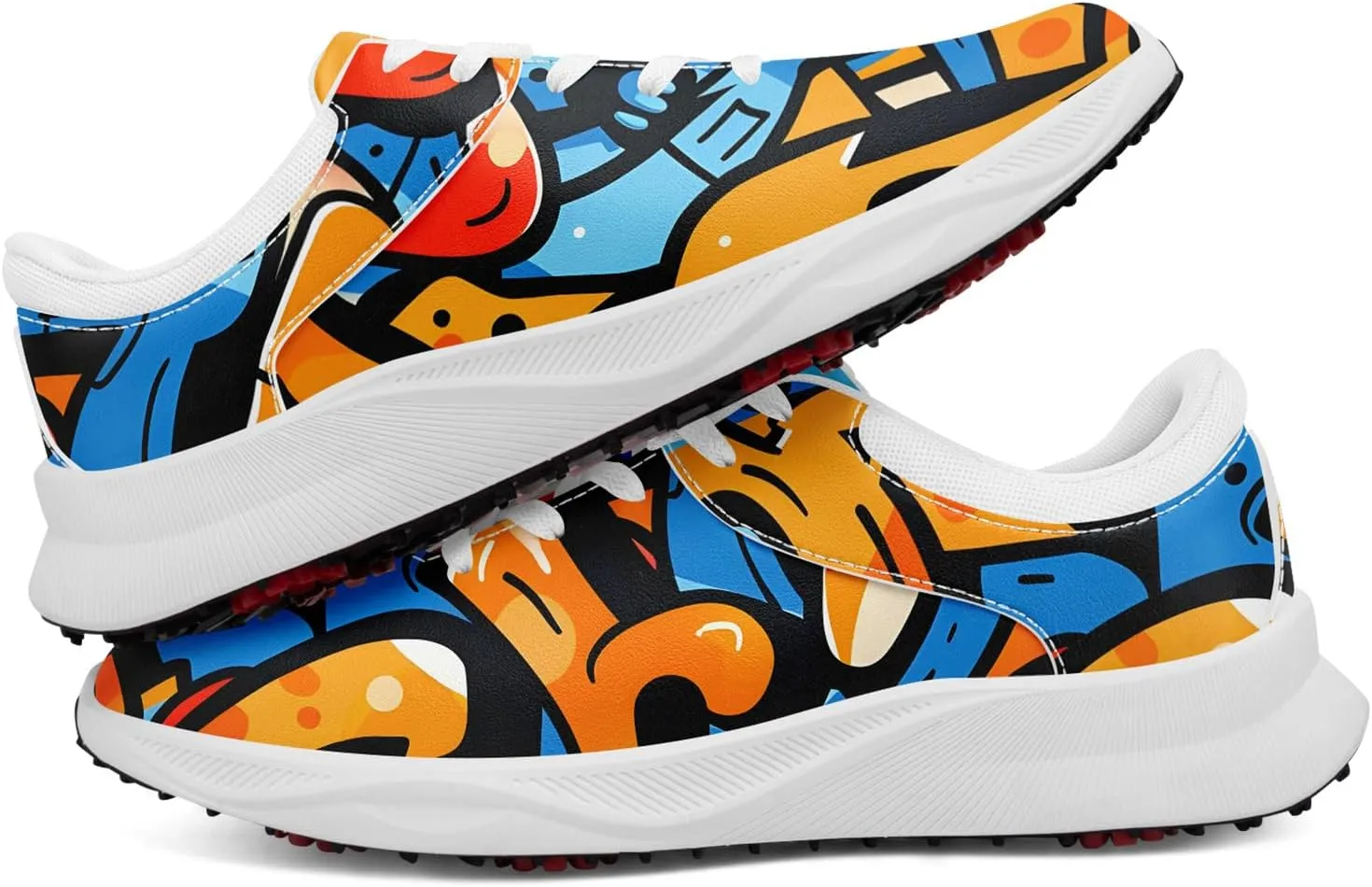 Spikeless Golf Shoes for Men, Women's Breathable Abstract Art Non-Slip Sports Walking Shoes with Air-Outer Golf Sneakers