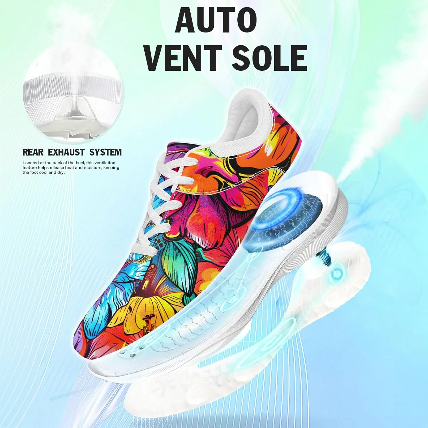 Spikeless Golf Shoes for Men, Women's Breathable Abstract Art Non-Slip Sports Walking Shoes with Air-Outer Golf Sneakers