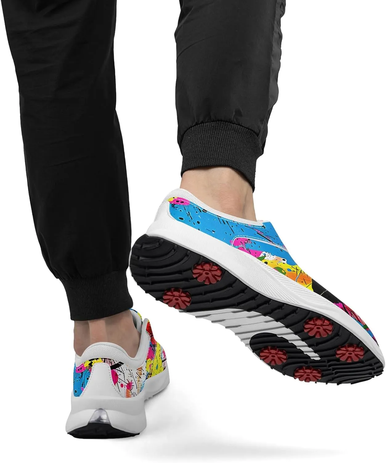 Spikeless Golf Shoes for Men, Women's Breathable Abstract Art Non-Slip Sports Walking Shoes with Air-Outer Golf Sneakers