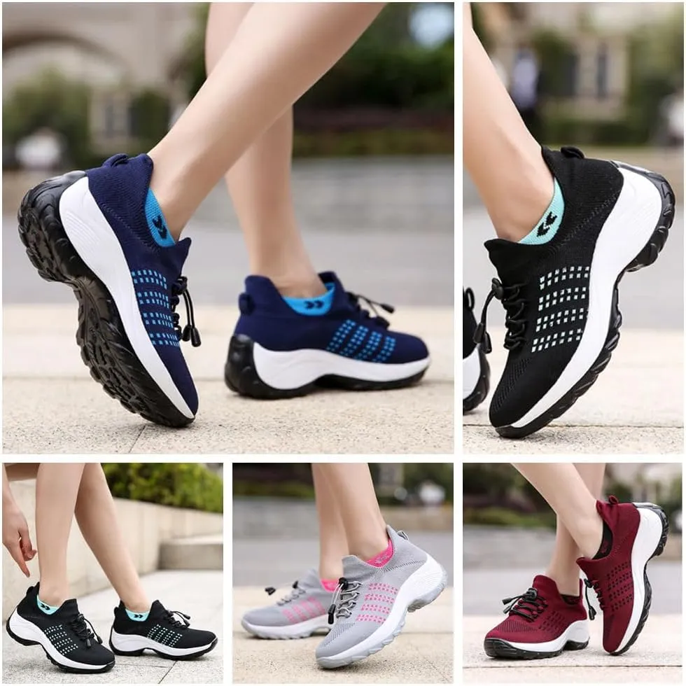 Stretch Cushion Slip-On Walking Shoes for Women  Stretch Slip-On Sneakers with Arch Support, Cushioned & Breathable for All-Day Wear