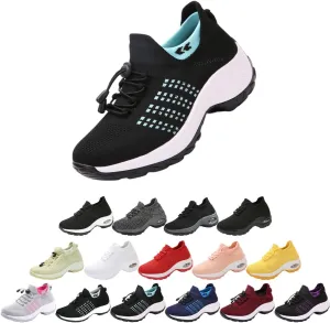 Stretch Cushion Slip-On Walking Shoes for Women  Stretch Slip-On Sneakers with Arch Support, Cushioned & Breathable for All-Day Wear