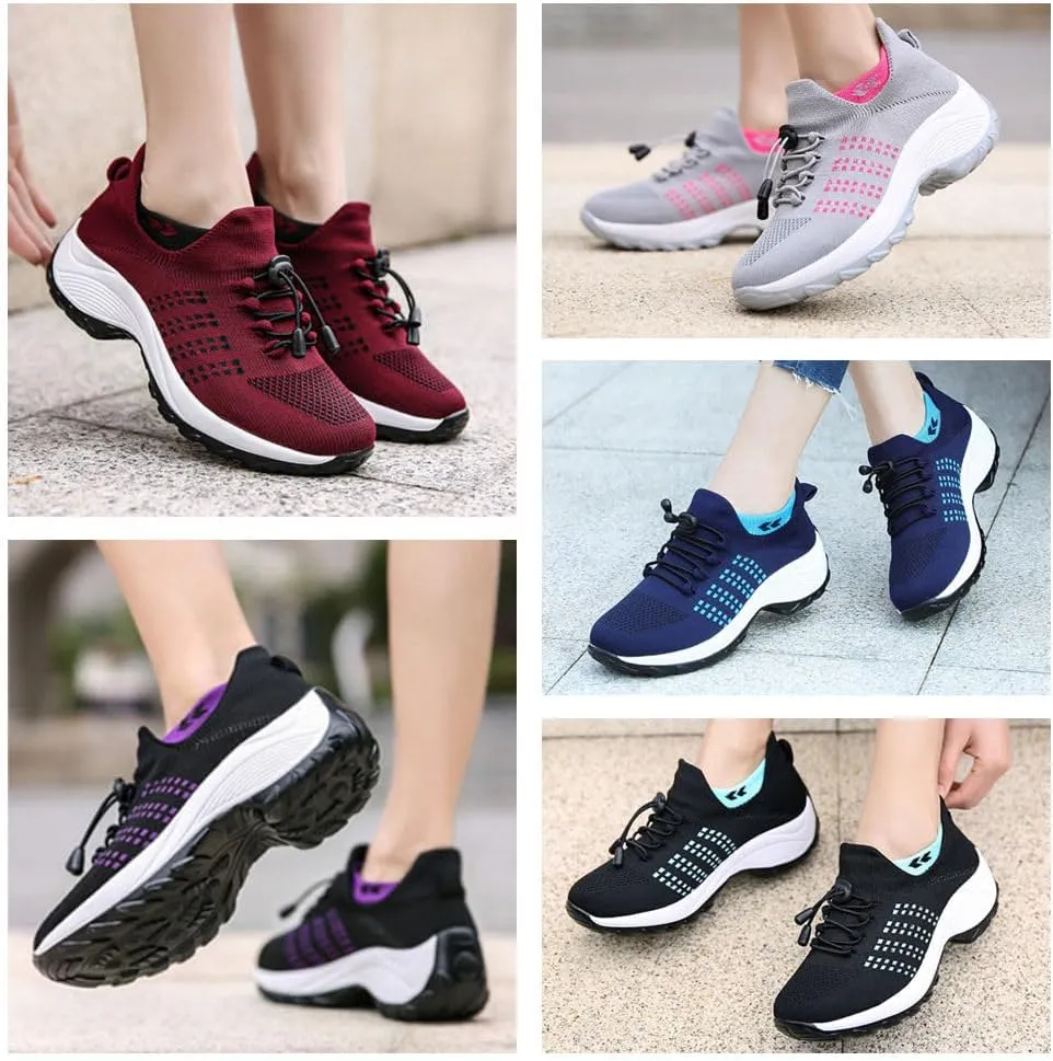Stretch Cushion Slip-On Walking Shoes for Women  Stretch Slip-On Sneakers with Arch Support, Cushioned & Breathable for All-Day Wear