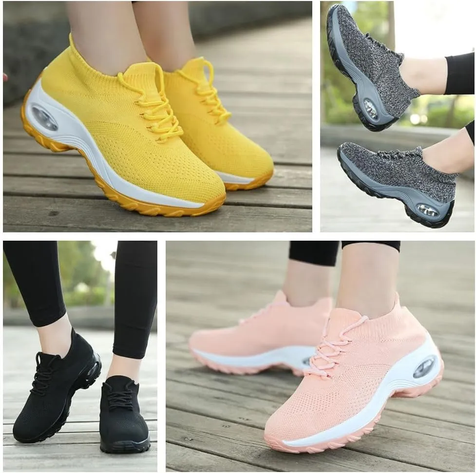 Stretch Cushion Slip-On Walking Shoes for Women  Stretch Slip-On Sneakers with Arch Support, Cushioned & Breathable for All-Day Wear