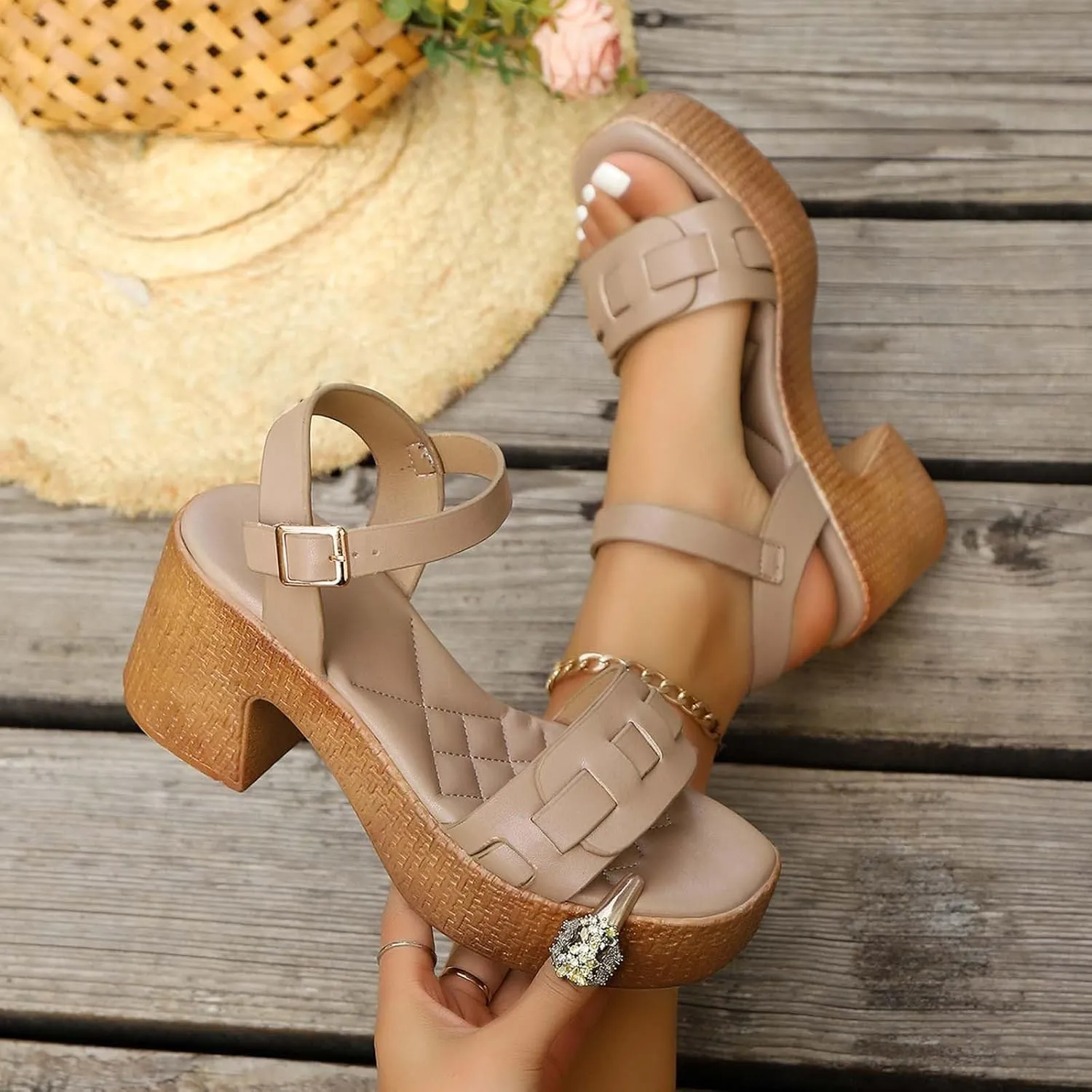 Stylish Women's Sandals for Summer Comfortable High Heeled Design Perfect for Casual Beach School and Parties