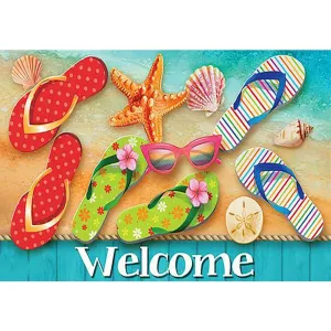 Summer Beach Flip Flops - Full Round Drill Diamond Painting 50*35CM