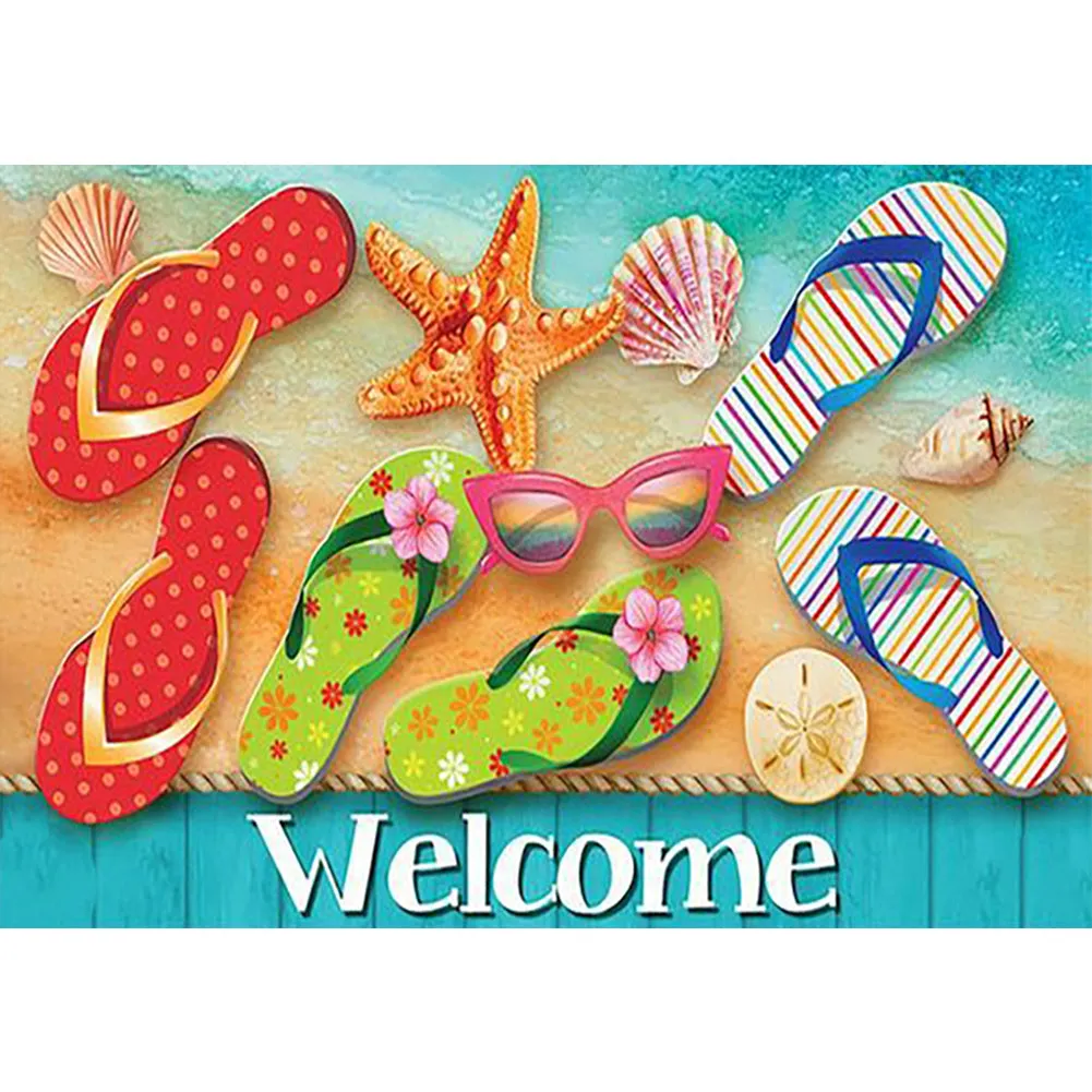 Summer Beach Flip Flops - Full Round Drill Diamond Painting 50*35CM