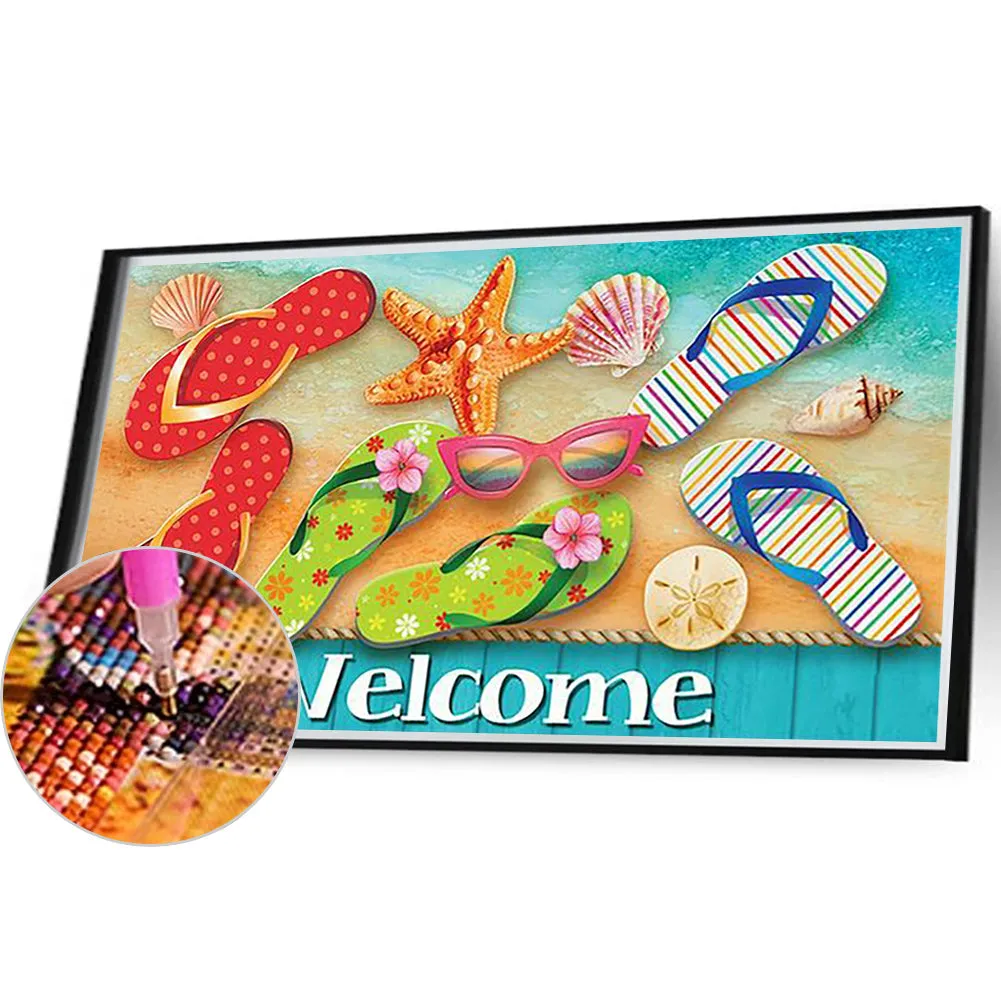 Summer Beach Flip Flops - Full Round Drill Diamond Painting 50*35CM