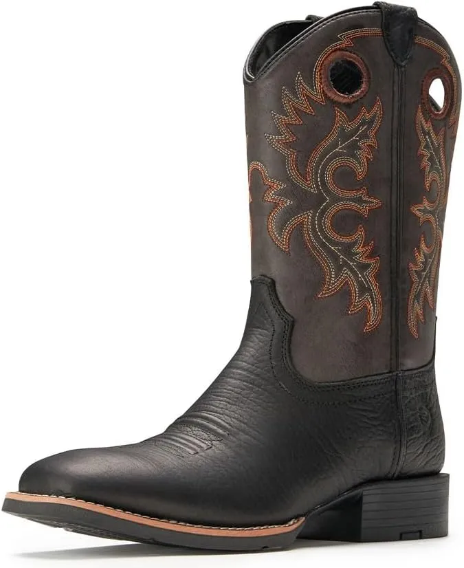SUREWAY Western Boots For Men - Mens Square Toe Cowboy Boot,Oil/Slip Resistant,Durable Fashionable Classic Pull on 10 Inch Boots,Mid Calf Soft toe Wellington Boots