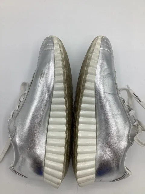 Sz 7 Salvatore Ferragamo Metalliv Silver Sneaker Shoe