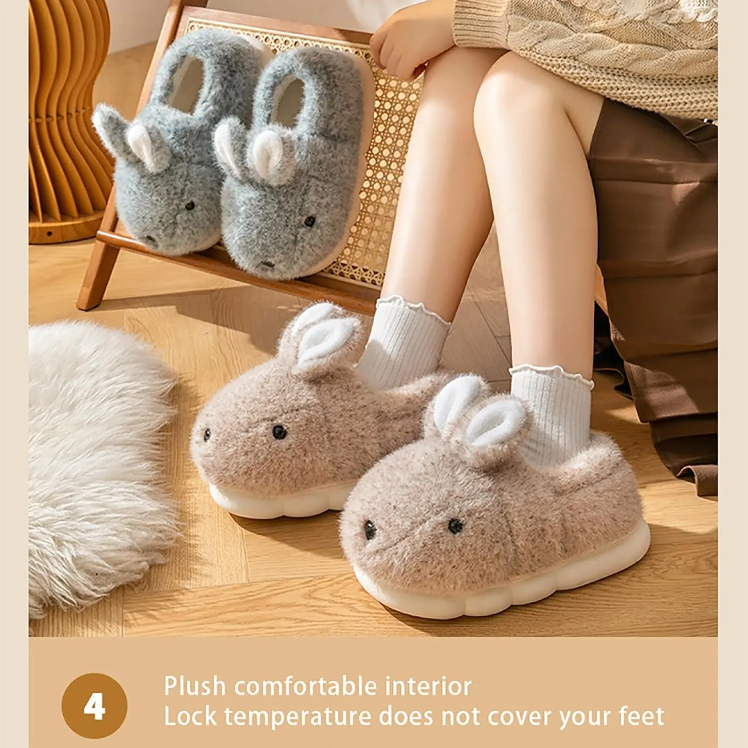 Toddler Boys Girls Bunny House Slippers Indoor Home Shoes Warm Fuzzy Slipper Socks for Kids Baby Winter Shoes Soft