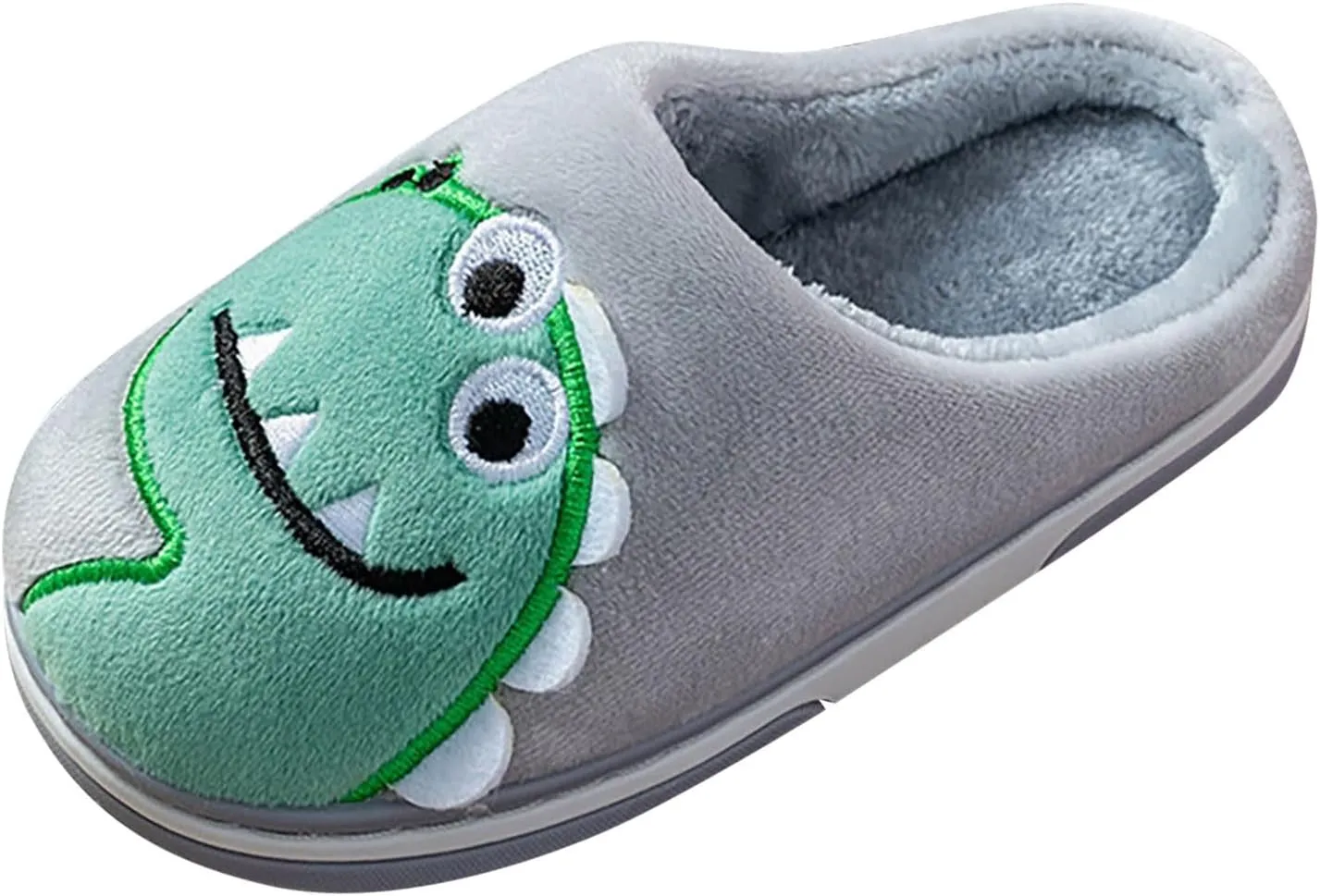 Toddler Boys Girls Dinosaur House Slippers with Fleece Lining Cozy Household Shoes Non-Slip Fuzzy Kids Shoes