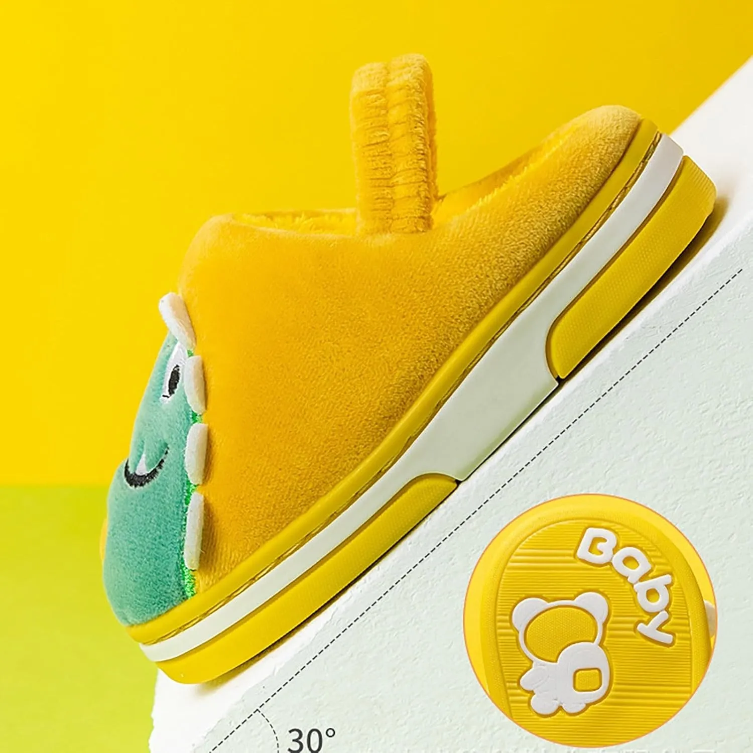 Toddler Boys Girls Dinosaur House Slippers with Fleece Lining Cozy Household Shoes Non-Slip Fuzzy Kids Shoes