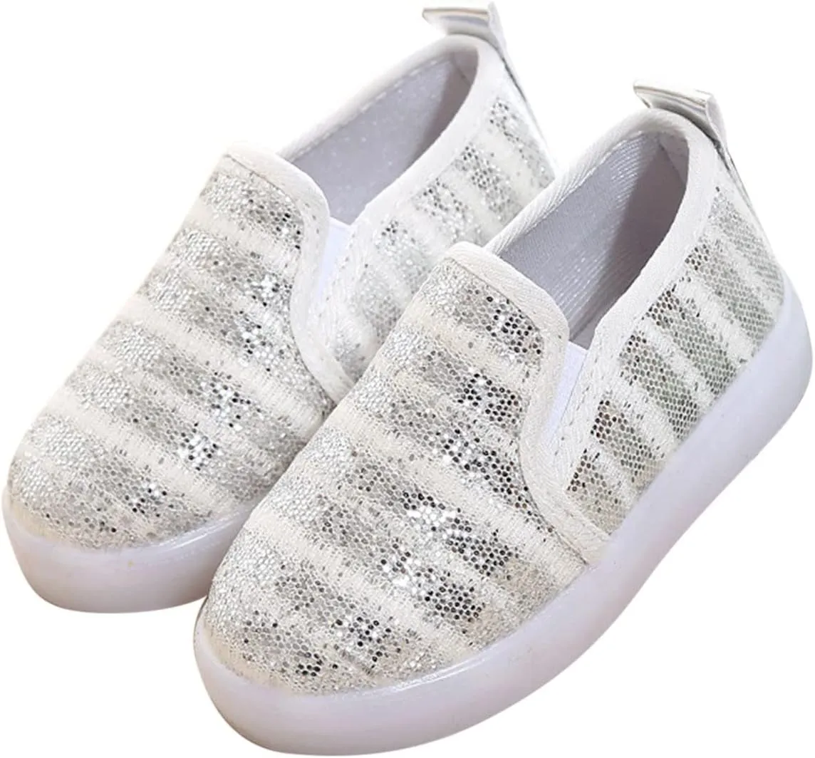 Toddler Girls Boys Canvas Sneaker Shoes Baby Slip On Light Up Shoes Casual Lazy Loafers for Infant Kids