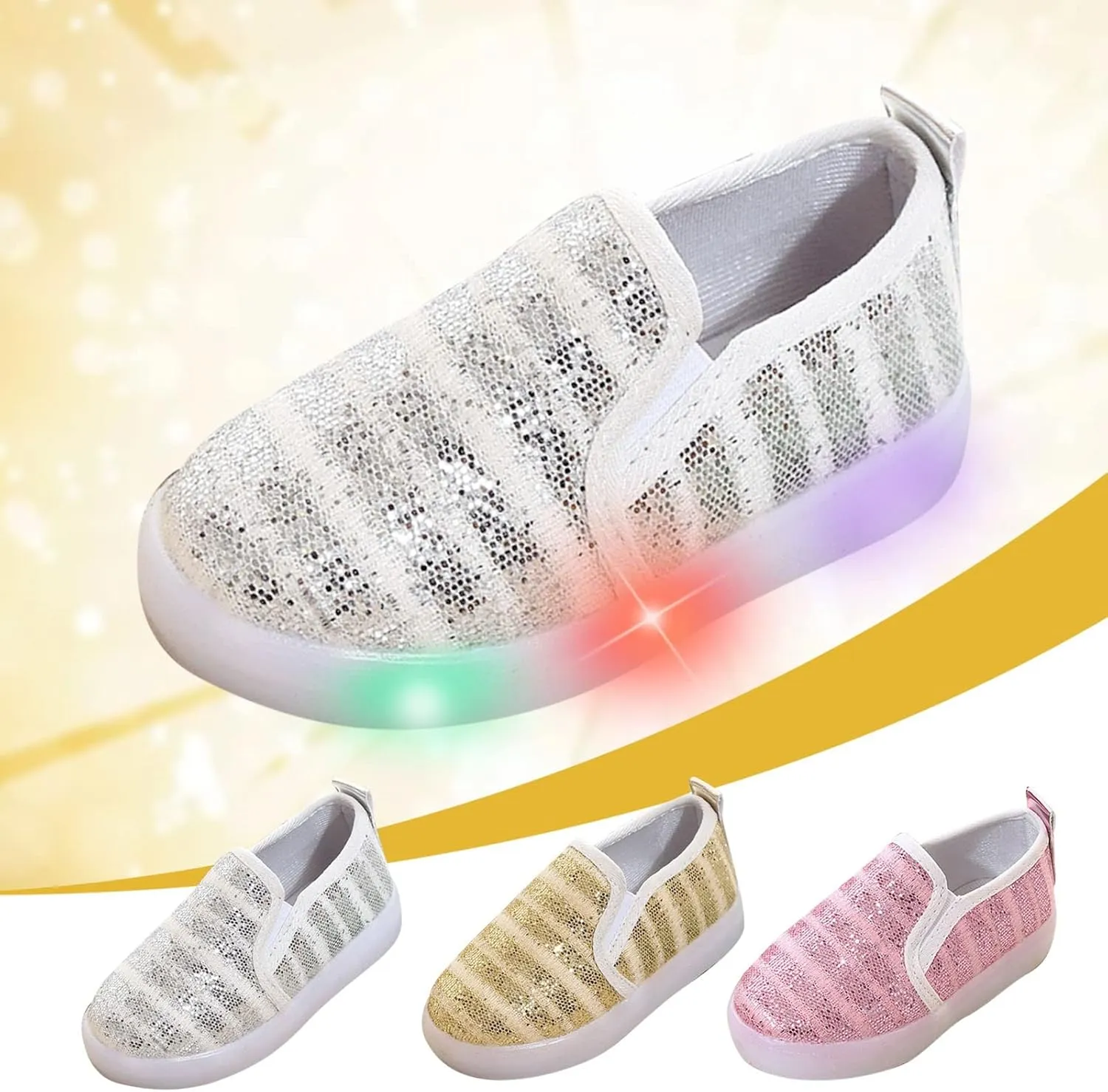 Toddler Girls Boys Canvas Sneaker Shoes Baby Slip On Light Up Shoes Casual Lazy Loafers for Infant Kids