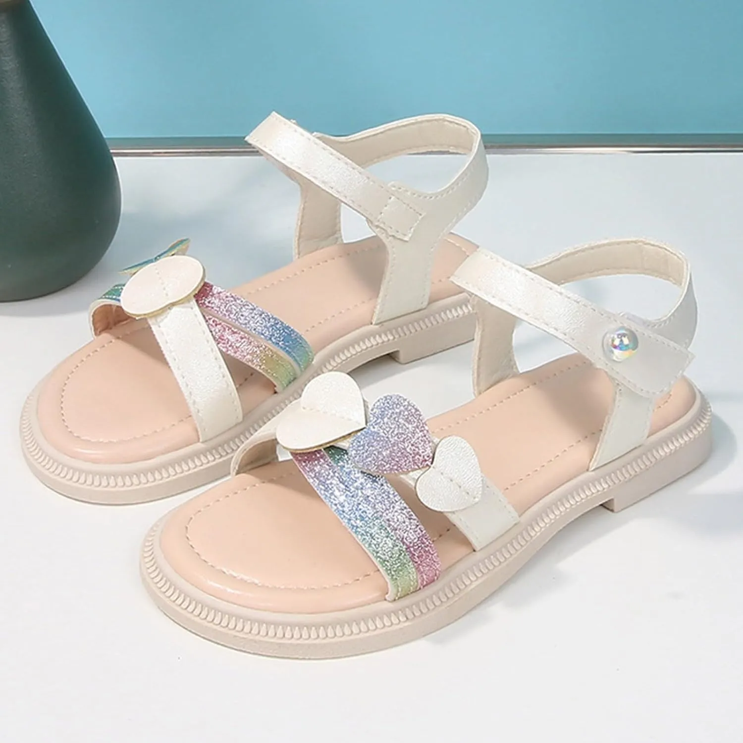 Toddler Girls Sandals Girls Cute Heart Sandals Open Toe Summer Dress Shoes Fisherman Water Beach Flat