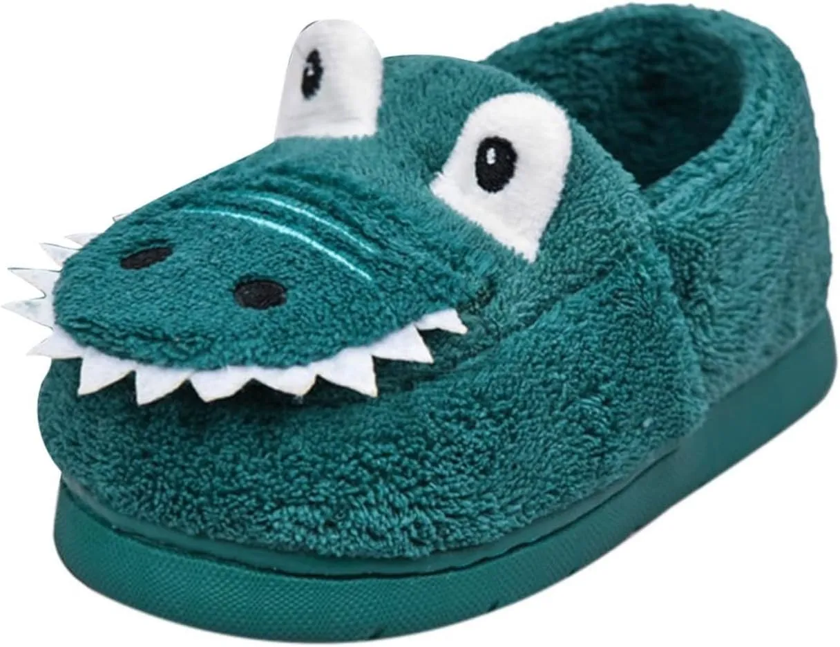 Toddler Slippers Winter Girl Boy Cute Dinosaur House Slipper Kids Warm Fuzzy Slippers Soft Plush Indoor Baby Shoes