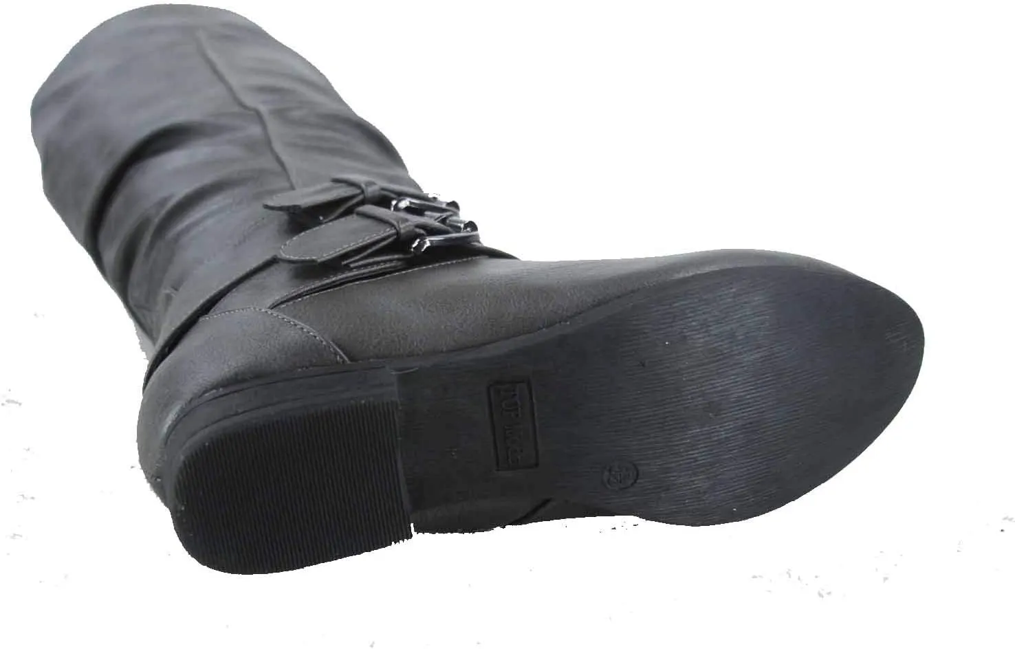 TOP Moda Womens Coco-20 Knee High Round Toe Buckle Slouched Riding Flat Boots