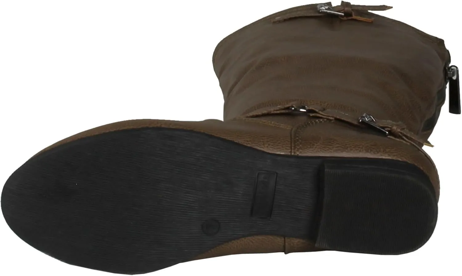 TOP Moda Womens Coco-20 Knee High Round Toe Buckle Slouched Riding Flat Boots