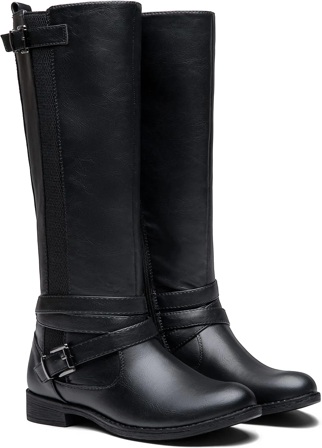 Vepose Women's Riding Knee High Boots Calf Tall Stretch Retro Low Heel 952 Boots with Zipper