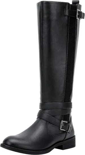 Vepose Women's Riding Knee High Boots Calf Tall Stretch Retro Low Heel 952 Boots with Zipper