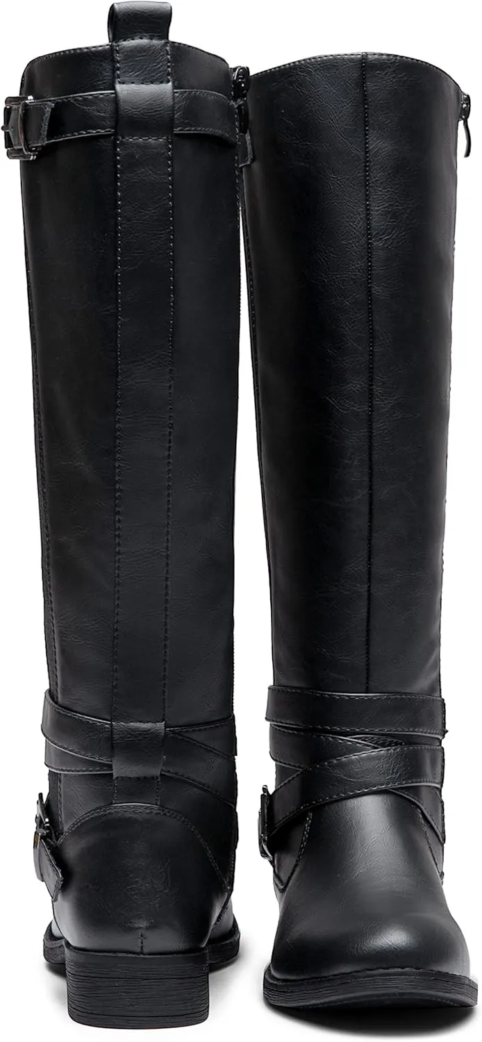 Vepose Women's Riding Knee High Boots Calf Tall Stretch Retro Low Heel 952 Boots with Zipper
