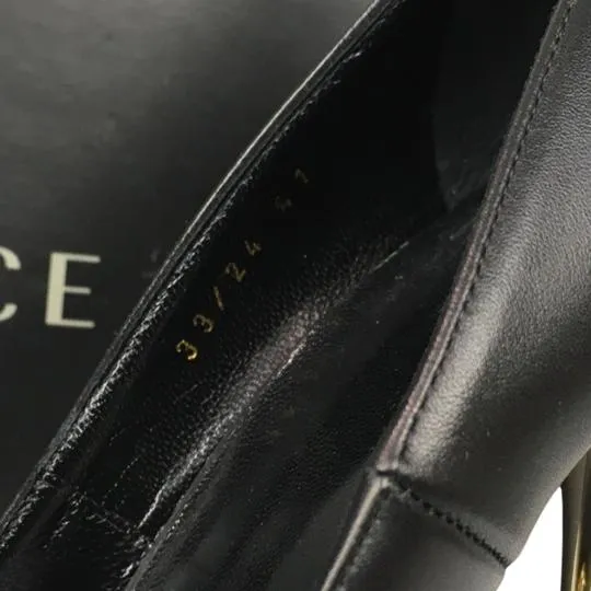 Versace Women's Gold Medusa Logo High Heel Shoes Patent Leather Black Sz 35