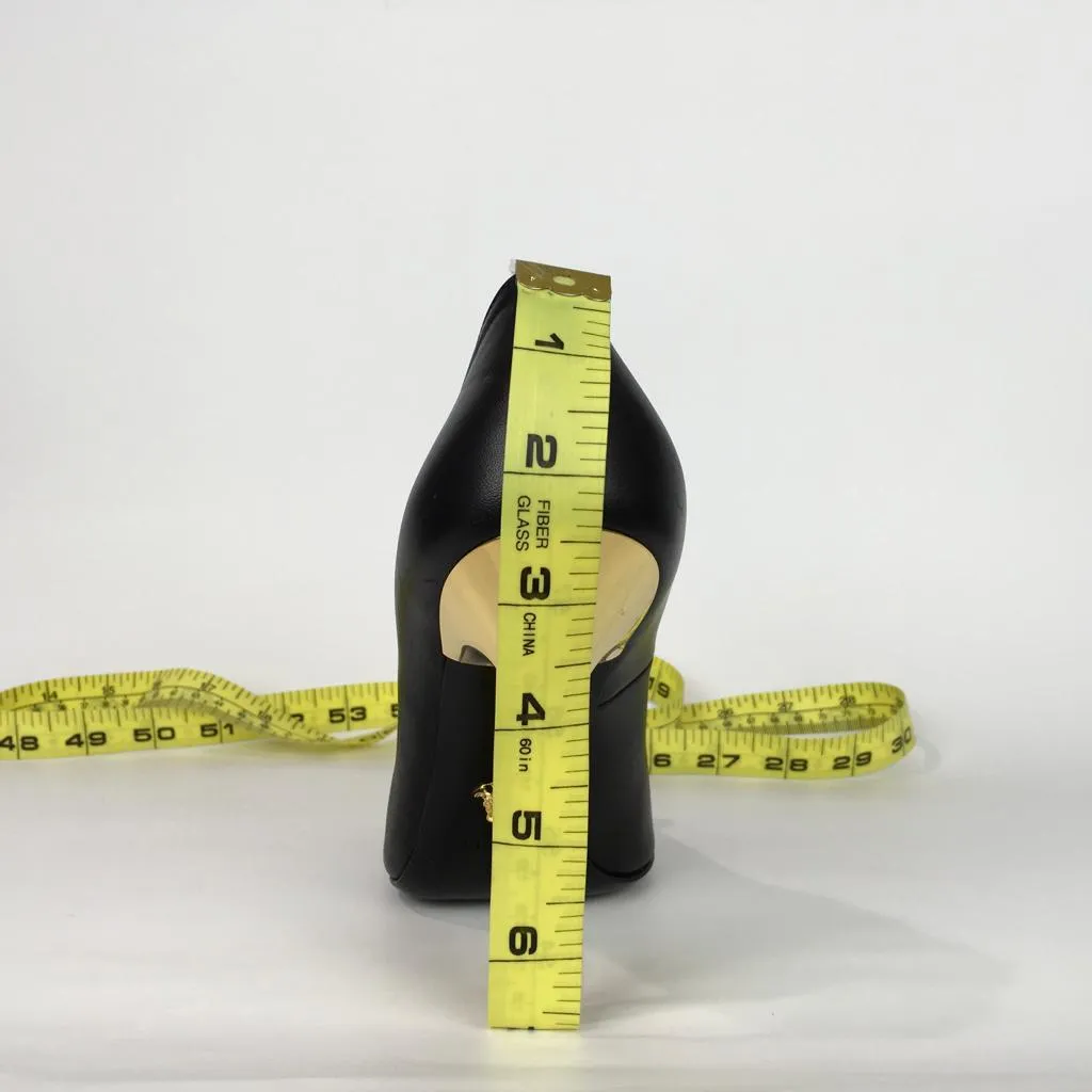Versace Women's Gold Medusa Logo High Heel Shoes Patent Leather Black Sz 35