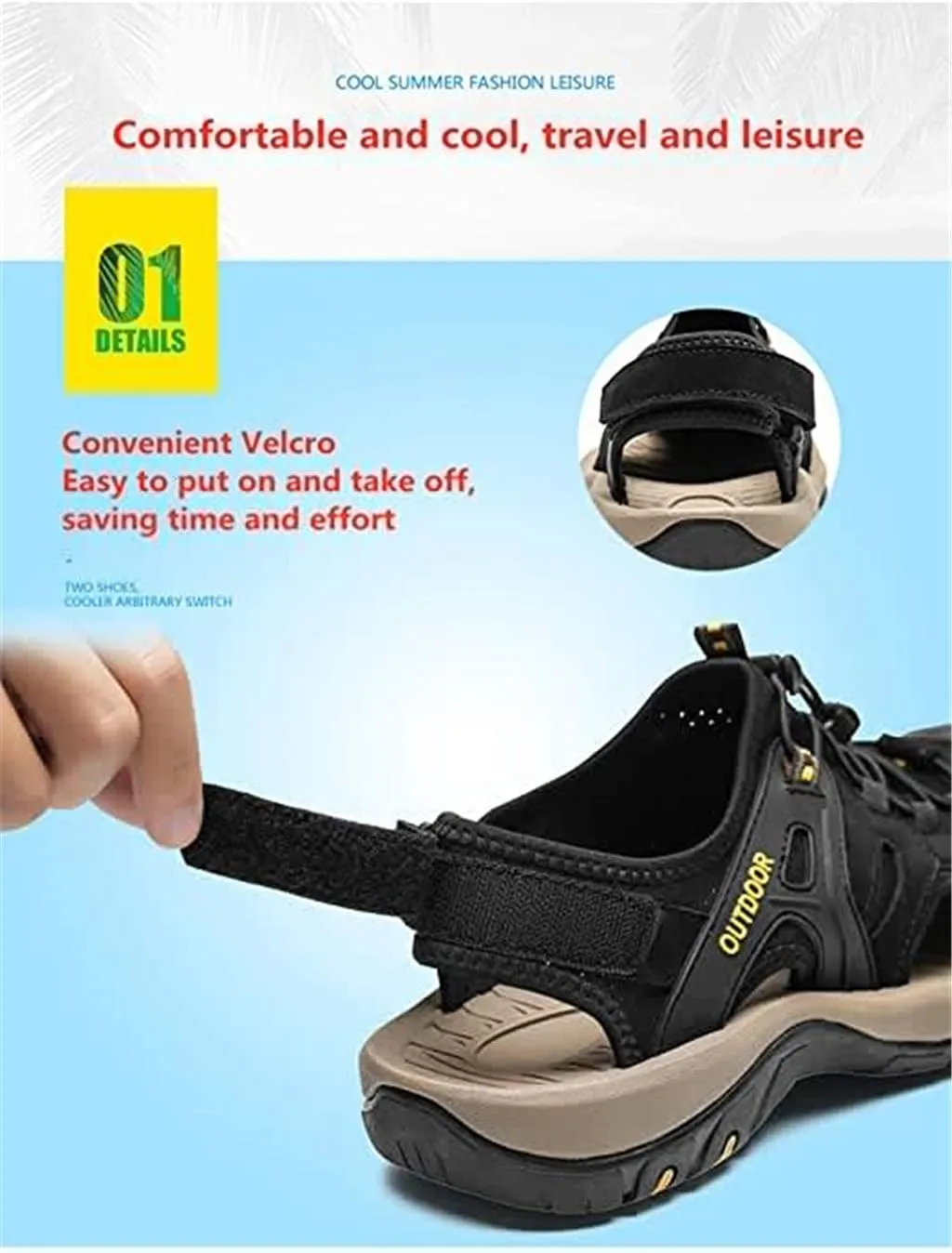 Veslexth Men's Athletic Hiking Sandals Fisherman Summer Outdoor Sport Sandal Shoes Adjustable Amphibious Casual Beach Sandal