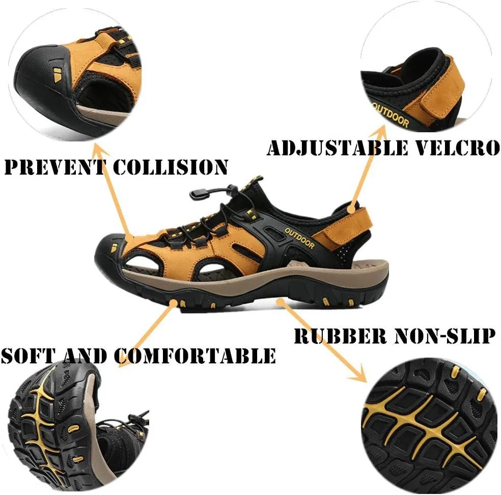 Veslexth Men's Athletic Hiking Sandals Fisherman Summer Outdoor Sport Sandal Shoes Adjustable Amphibious Casual Beach Sandal