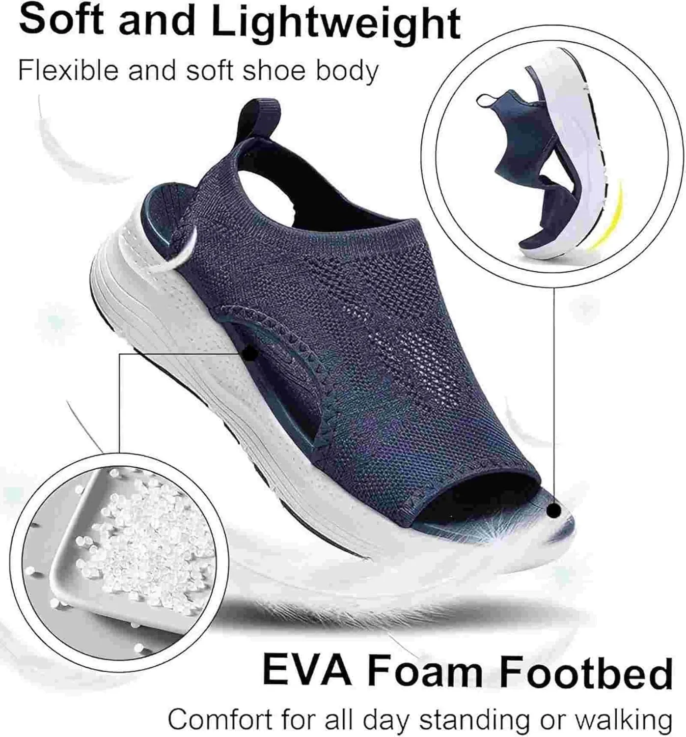 Walking Sandals Women Comfort Arch Support Orthotic Comfortable Sandals Non-slip Casual Open Toe Sport Sandals