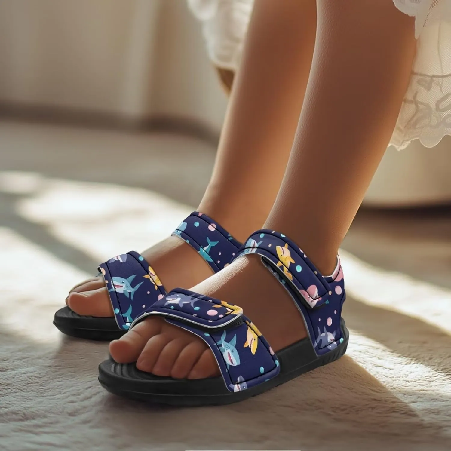 Whale Axolotl Sandals Cartoon Kids Summer Beach Water Shoes Toddler Boys Girls Sport Athletic Outdoor Sandals Adjustable