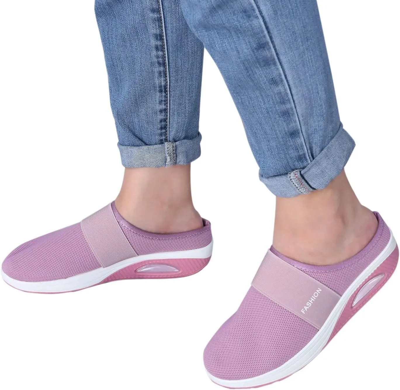 Wide Foot Orthopedic Sandals Sneakers Womens Breathable Slip On Arch Support Sport Slides Non-Slip Thick Slippers Outdoor Casual Walking Shoes Anti-Slip Platform Shoes Women