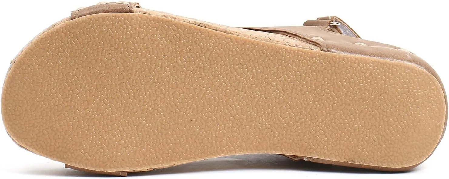 Wide Width Wedges for Women Comfy Cork Open Toe Orthopedic Sandals Non-Slip Thick Sole Leather Platform Summer Sandals