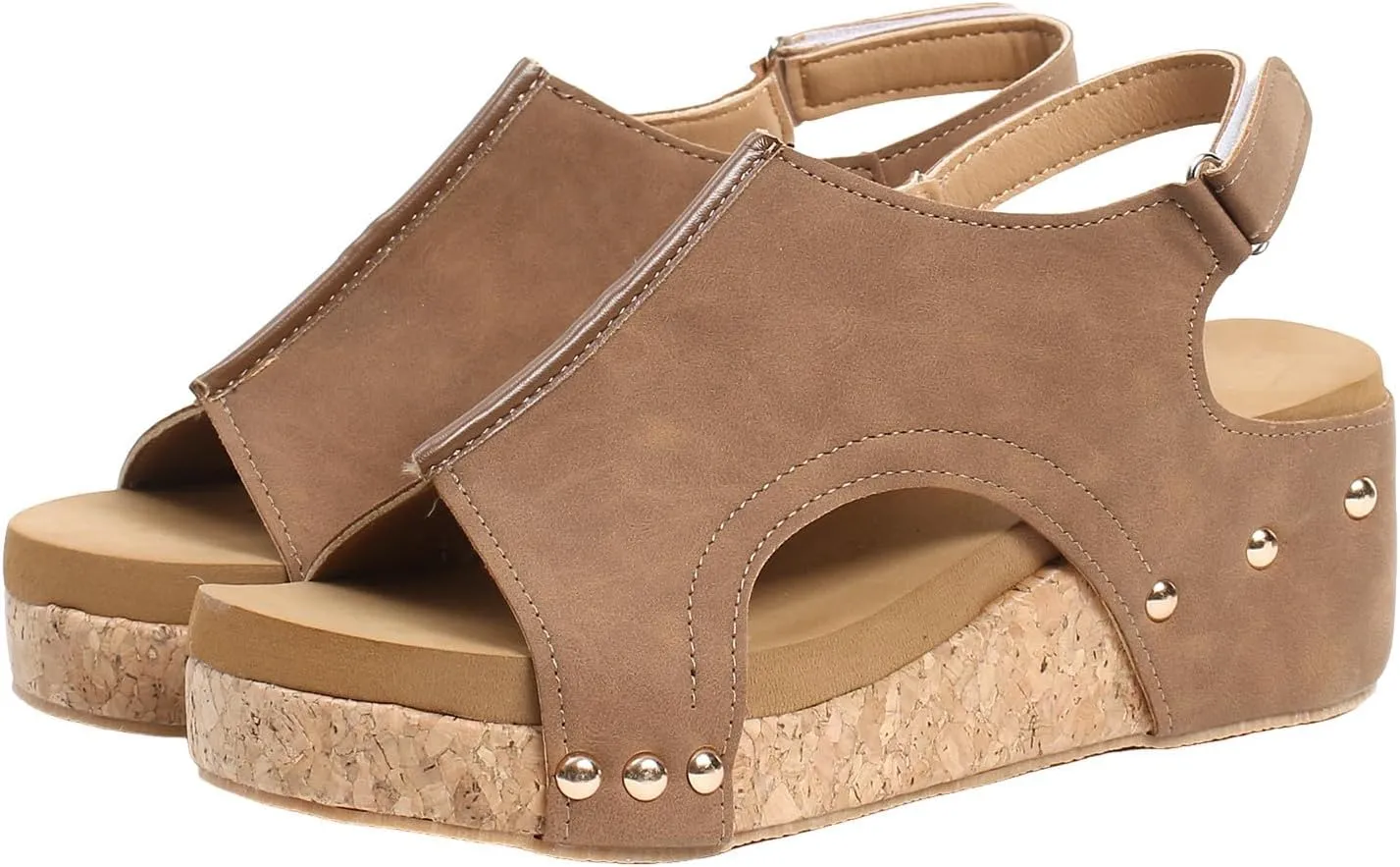Wide Width Wedges for Women Comfy Cork Open Toe Orthopedic Sandals Non-Slip Thick Sole Leather Platform Summer Sandals