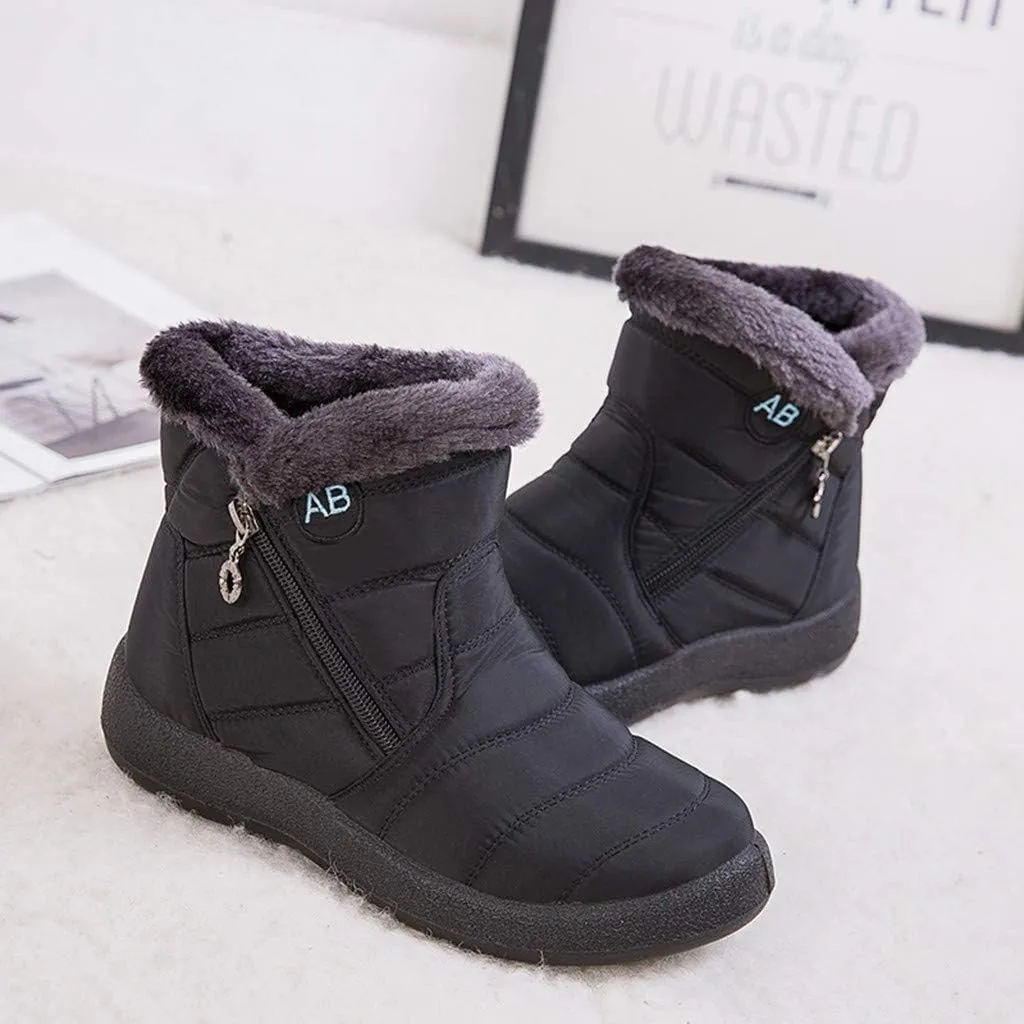 Winter Boots for Women Snow Boots for Women Women Flat Casual Comfortable Round Toe Short Bootie Footwear Warm Shoes