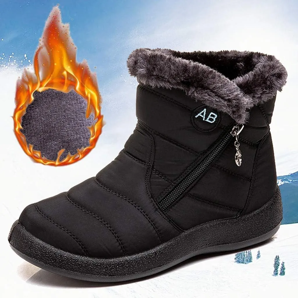 Winter Boots for Women Snow Boots for Women Women Flat Casual Comfortable Round Toe Short Bootie Footwear Warm Shoes