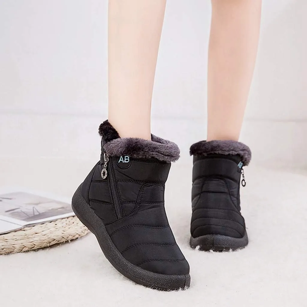Winter Boots for Women Snow Boots for Women Women Flat Casual Comfortable Round Toe Short Bootie Footwear Warm Shoes