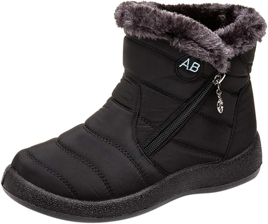 Winter Boots for Women Snow Boots for Women Women Flat Casual Comfortable Round Toe Short Bootie Footwear Warm Shoes