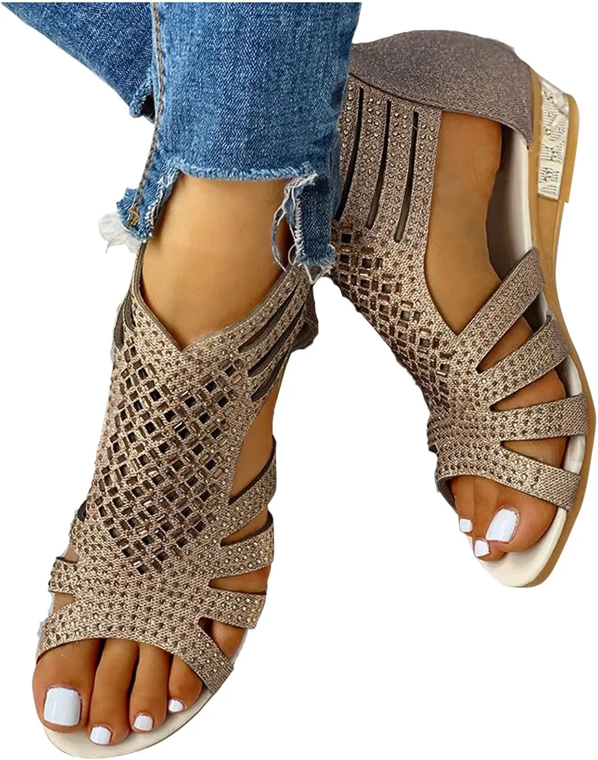 Womens Adjustable Orthotic Sandals with Arch Support Lightweight Cushioned Outdoor Hiking Sport Sandals for Plantar Fasciitis Summer Beach