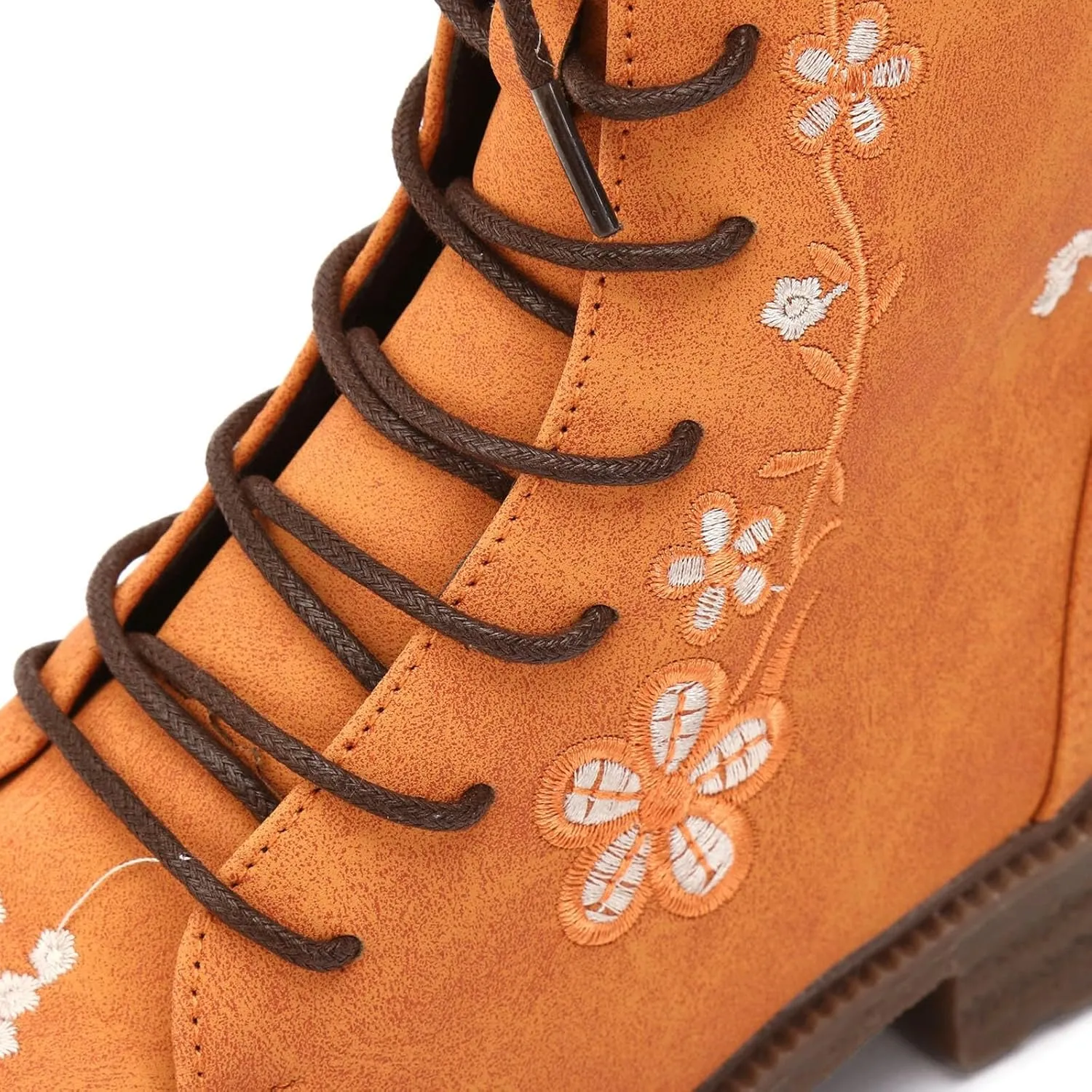 Womens Boots Winter Boots for Women Fashion Retro Printing Embroidery Square Heel Colorblocking Ethnic Short Boots