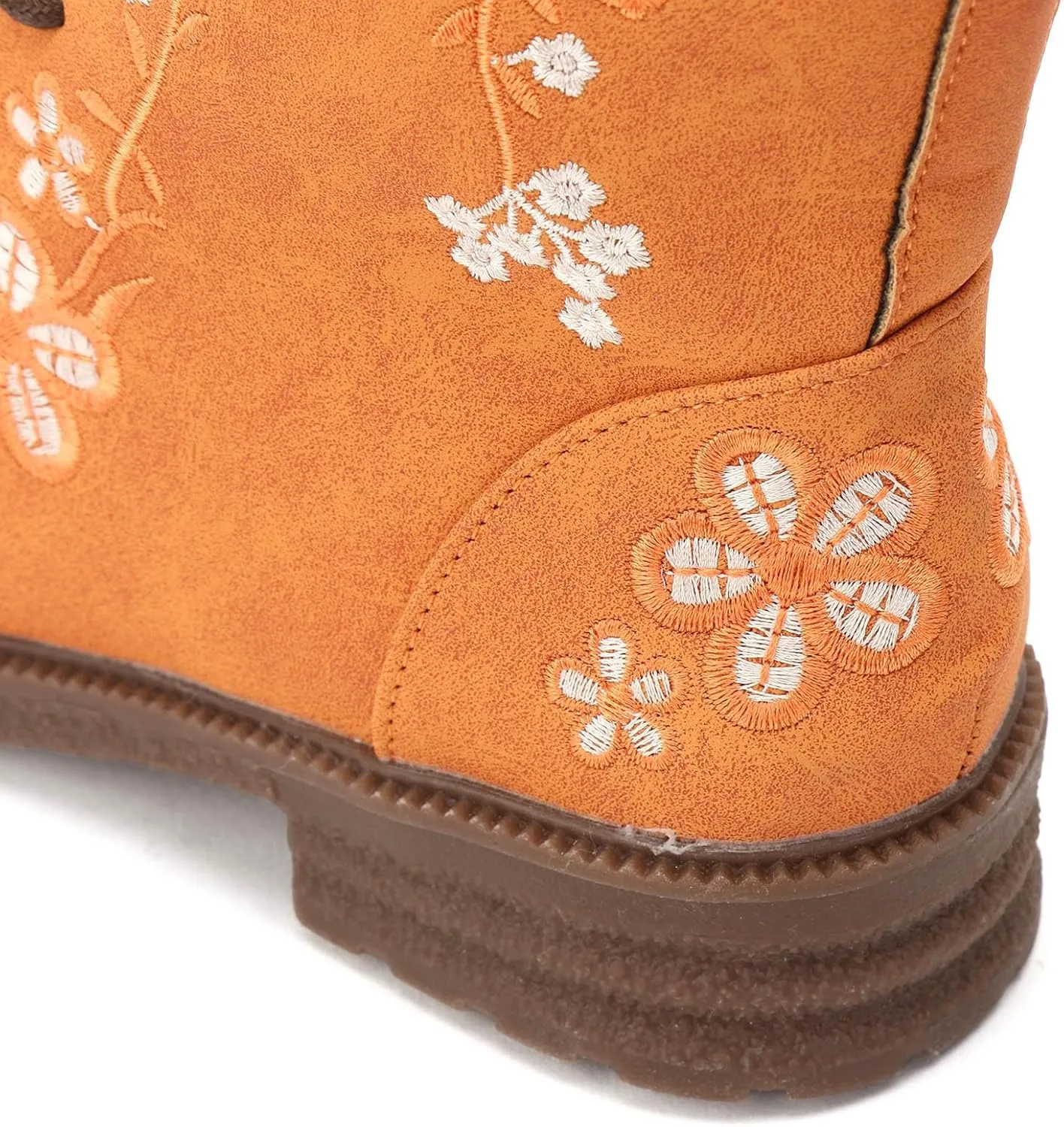 Womens Boots Winter Boots for Women Fashion Retro Printing Embroidery Square Heel Colorblocking Ethnic Short Boots