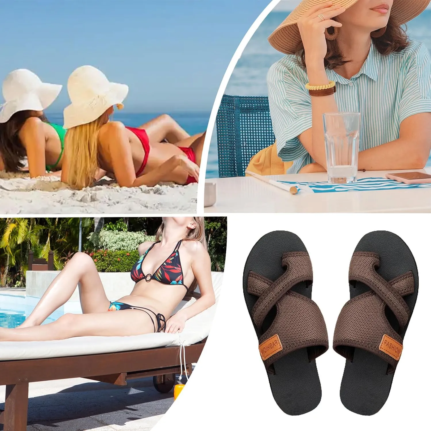 Women's Breathable Mesh Slide Sandals Avylays Orthopedic Arch Support Comfortable Non-Slip Beach Flats Slippers