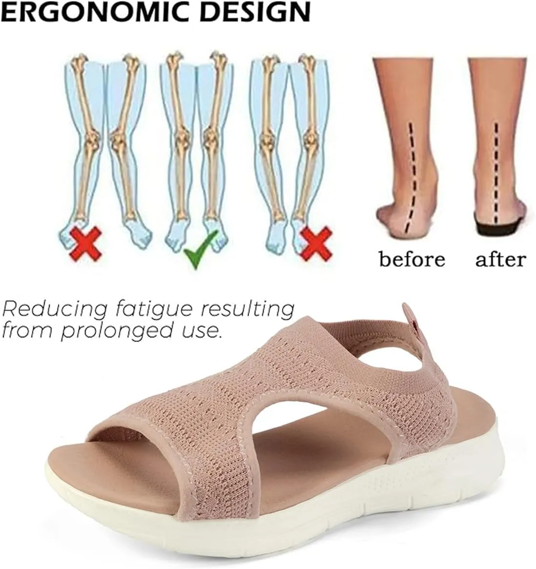 Womens Comfortable Orthopedic Sandals Arch Support Orthotic Comfort Slip-On Sport Plantar Fasciitis Summer Beach Casual Open-Toe Walking