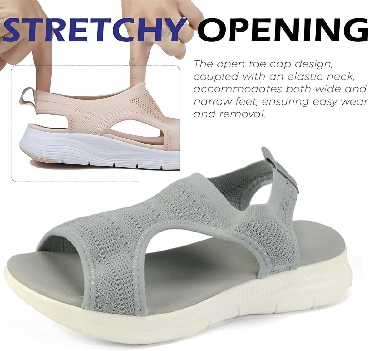Womens Comfortable Orthopedic Sandals Arch Support Orthotic Comfort Slip-On Sport Plantar Fasciitis Summer Beach Casual Open-Toe Walking