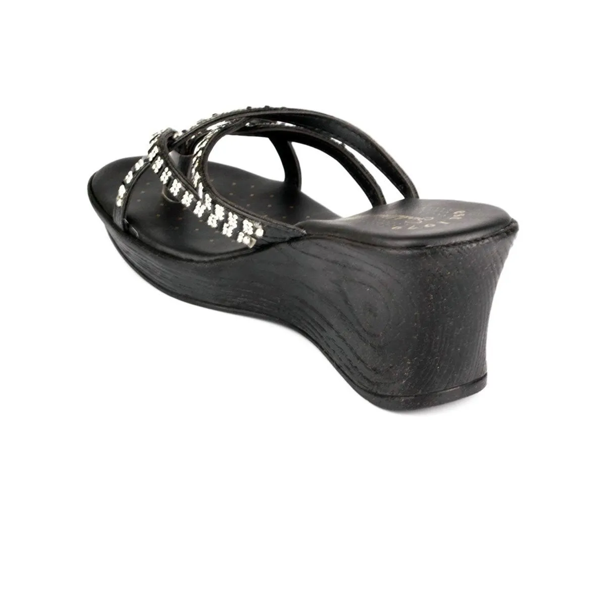 Womens Diamante Sandal front High Wedge